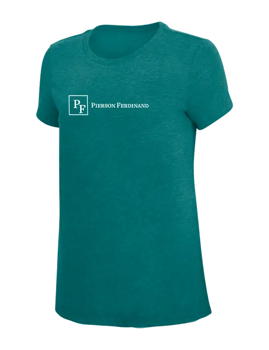 Womens Simply Soft Heathered Dark Teal 4.5oz  Poly/Combed Ring Spun Cotton T-Shirt w/Full Logo