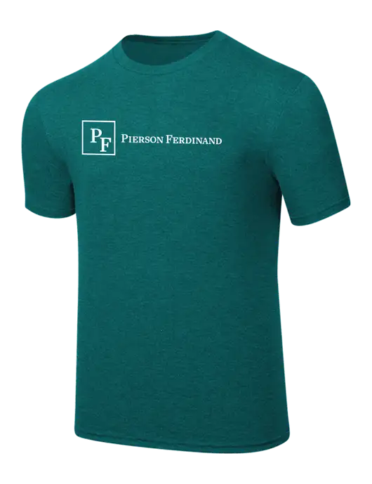 Simply Soft Heathered Dark Teal 4.5oz  Poly/Combed Ring Spun Cotton T-Shirt w/Full Logo