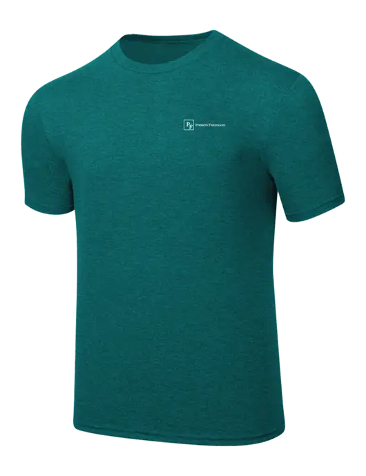 Simply Soft Heathered Dark Teal 4.5oz  Poly/Combed Ring Spun Cotton T-Shirt w/Full Logo