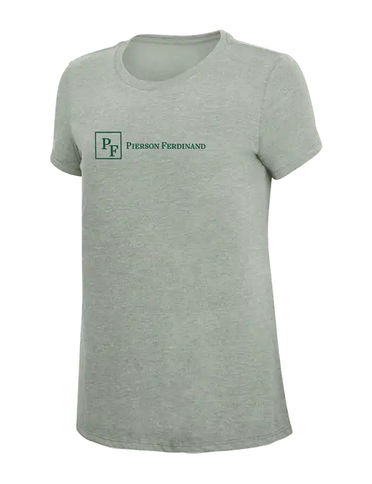 Womens Simply Soft Heathered Light Grey 4.5oz Poly/Combed Ring Spun Cotton T-Shirt w/Full Logo