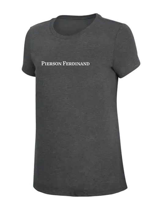 Womens Simply Soft Charcoal 4.5oz Poly/Combed Ring Spun Cotton T-Shirt w/Pierson Ferdinand Logo