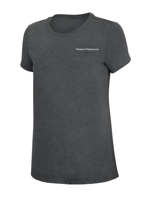 Womens Simply Soft Charcoal 4.5oz Poly/Combed Ring Spun Cotton T-Shirt w/Pierson Ferdinand Logo