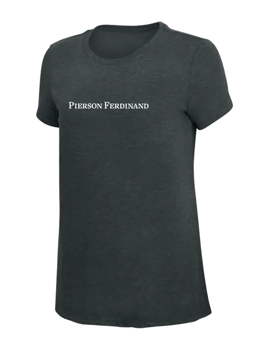 Womens Simply Soft Black Frost 4.5oz Poly/Combed Ring Spun Cotton T-Shirt w/Pierson Ferdinand Logo