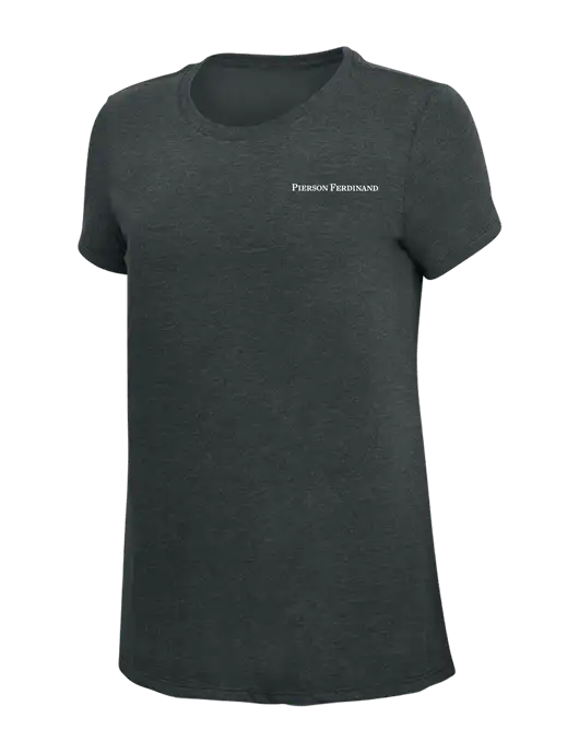 Womens Simply Soft Black Frost 4.5oz Poly/Combed Ring Spun Cotton T-Shirt w/Pierson Ferdinand Logo