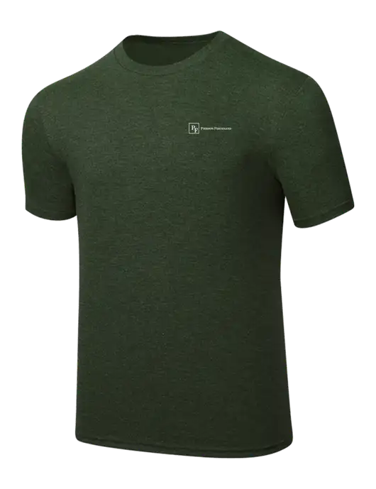 Simply Soft Heathered Forest Green 4.5oz  Poly/Combed Ring Spun Cotton T-Shirt w/Full Logo