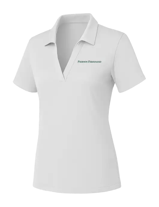 Womens White PosiCharge RacerMesh Polo w/Pierson Ferdinand Logo