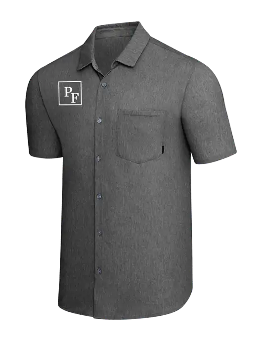 OGIO Dark Grey Heather Extend Short Sleeve Button Up Shirt w/PF Icon Logo