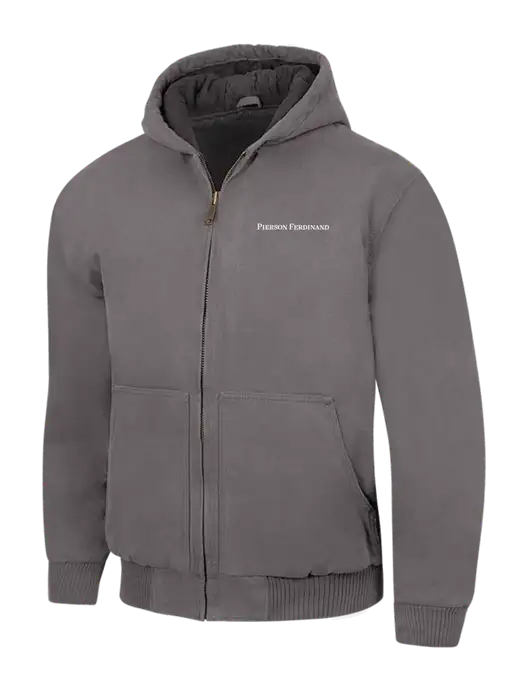 CornerStone Medium Grey Washed Duck Cloth Insulated Hooded Work Jacket w/Pierson Ferdinand Logo