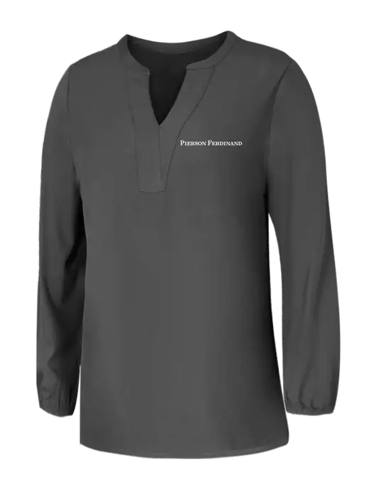 Mercer+Mettle Womens Dark Grey Stretch Crepe 3/4 Sleeve Blouse w/Pierson Ferdinand Logo