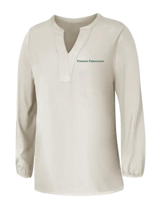Mercer+Mettle Womens Ivory Stretch Crepe 3/4 Sleeve Blouse w/Pierson Ferdinand Logo