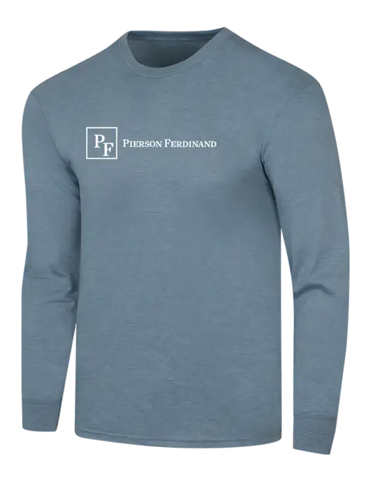 Simply Soft Long Sleeve Slate Blue Heather 4.5 oz, Poly/Combed Ring Spun Cotton T-Shirt w/Full Logo