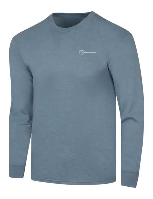 Simply Soft Long Sleeve Slate Blue Heather 4.5 oz, Poly/Combed Ring Spun Cotton T-Shirt w/Full Logo