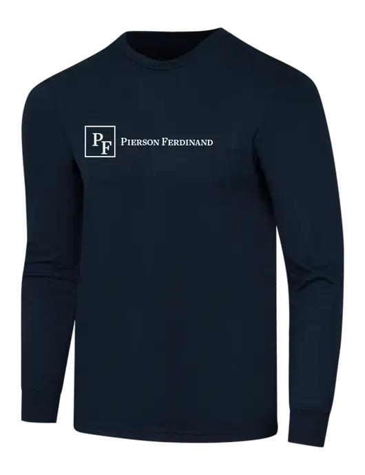 Simply Soft Long Sleeve Navy 4.5 oz, Poly/Combed Ring Spun Cotton T-Shirt w/Full Logo