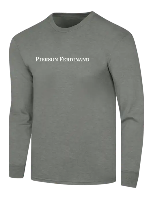 Simply Soft Long Sleeve Heathered Charcoal 4.5 oz, Poly/Combed Ring Spun Cotton T-Shirt w/Pierson Ferdinand Logo