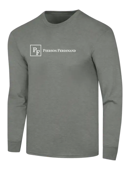 Simply Soft Long Sleeve Heathered Charcoal 4.5 oz, Poly/Combed Ring Spun Cotton T-Shirt w/Full Logo