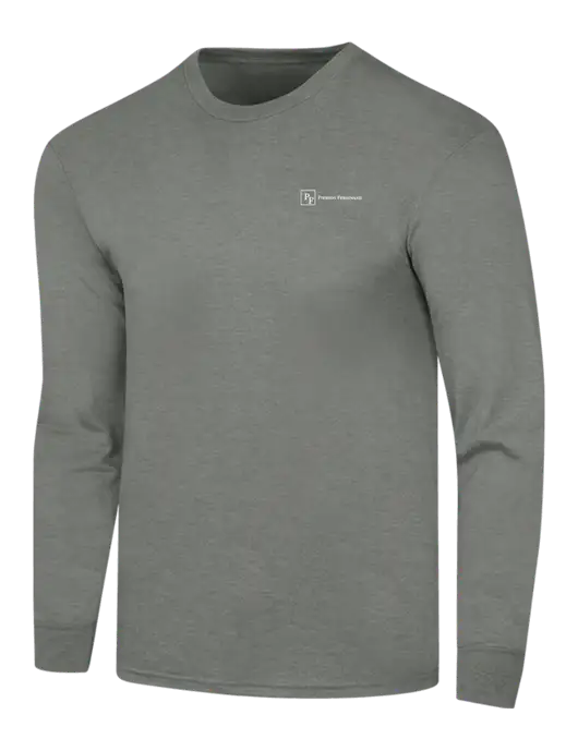 Simply Soft Long Sleeve Heathered Charcoal 4.5 oz, Poly/Combed Ring Spun Cotton T-Shirt w/Full Logo
