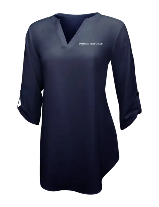 Navy Womens 3/4 Sleeve Tunic Blouse w/Pierson Ferdinand Logo