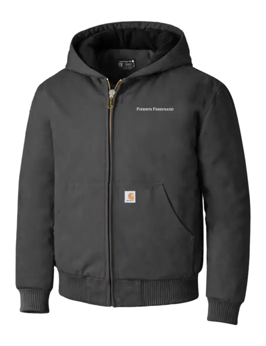 Carhartt Dark Grey Quilted-Flannel-Lined Duck Active Jacket w/Pierson Ferdinand Logo