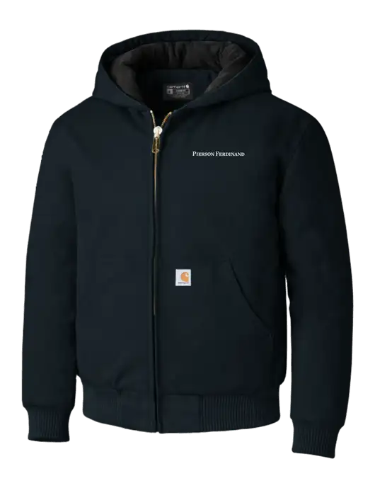 Carhartt Navy Quilted-Flannel-Lined Duck Active Jacket w/Pierson Ferdinand Logo