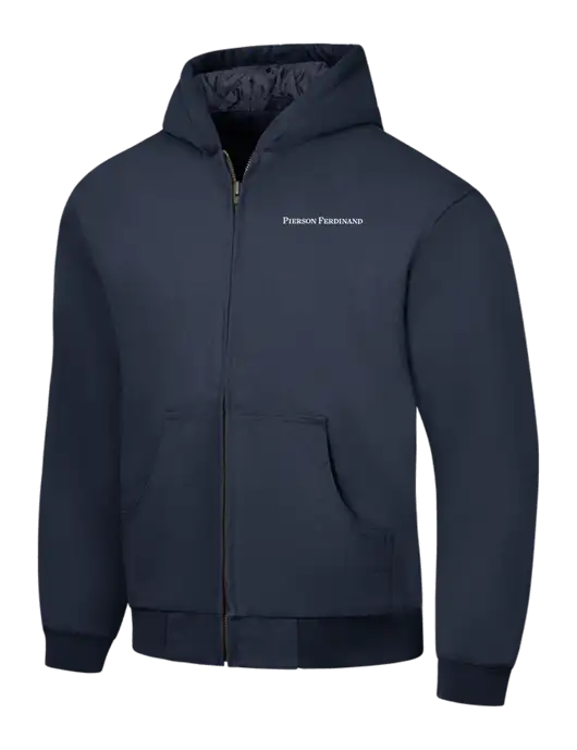 CornerStone Navy Duck Cloth Hooded Work Jacket w/Pierson Ferdinand Logo