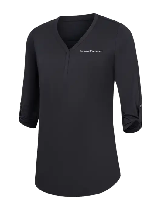 Womens Black City Stretch 3/4-Sleeve Tunic w/Pierson Ferdinand Logo