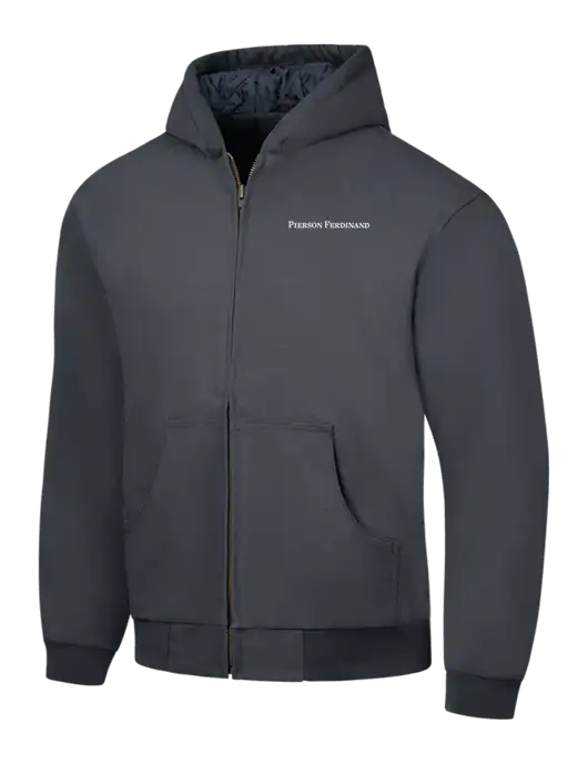 CornerStone Charcoal Duck Cloth Hooded Work Jacket w/Pierson Ferdinand Logo