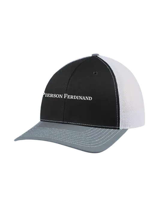 Richardson Adjustable Snapback Original 112 Trucker Cap Black/Light Heather Grey/White Mesh w/Pierson Ferdinand Logo