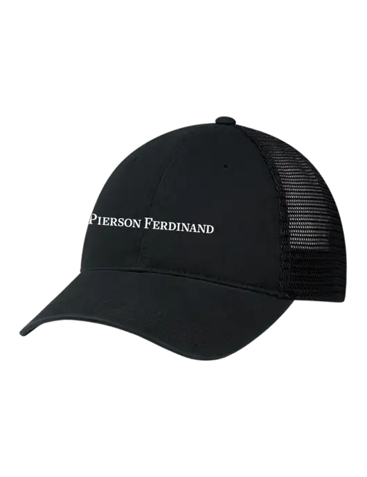 Richardson 111 Garment Washed Trucker Cap Black w/Black Mesh w/Pierson Ferdinand Logo